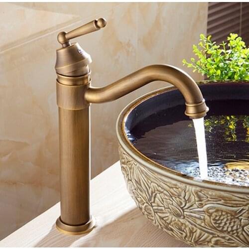 Antique Brass Gooseneck Single Handle Swivel Kitchen Bathroom Sink Basin Faucet Mixer Taps anf215