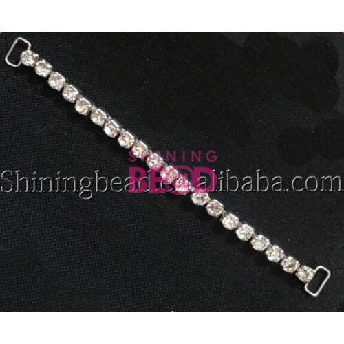 Free shipping high quality one row 16cm rhinestone bikini connector,clear rhinestone silver plating,50pieces/lot