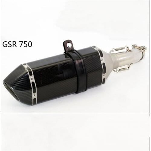 Motorcycle Black Lage Exhaust Modified Exhaust Pipre Full Carbon Fiber Large Hexagon GSR 750 Middle Section Set Muffler