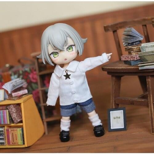 G10-144 children toy 1/2 ob11 GSC bjd dolls props Accessoriess clothes white color Little star white shirt 1pcs