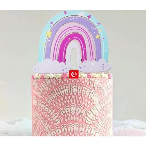 Baby Shower Cartoon Animal Bird Acrylic Cake Topper Rainbow Elephant Baking Cake Topper for Baby Birthday Party Cake Decorations