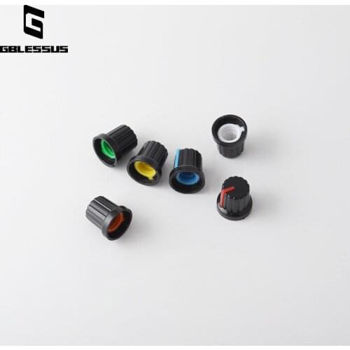 6mm Shaft Hole Diameter Plastic Thread Knurled Potentiometer Knob Cap Black、White、Yellow、Blue、Red、Green