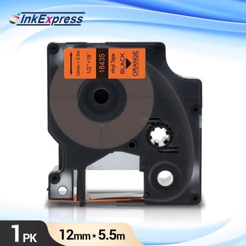 12mm Label For DYMO Rhino IND Vinyl Label 18435 Industrial Tape Black on Orange For DYMO Rhino 4200 5200 6000 5000 Label Maker