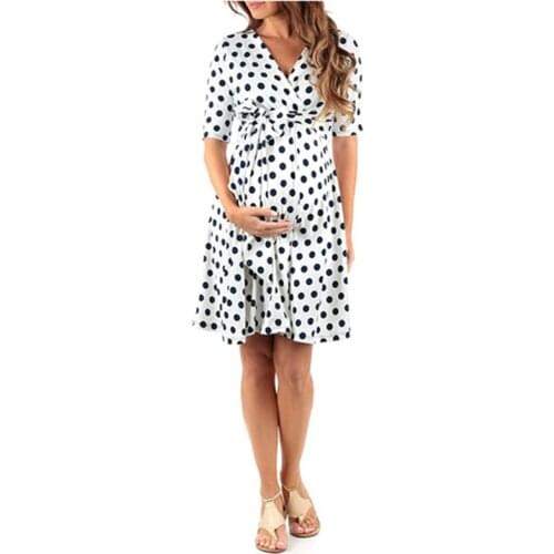 European and American Maternity Wear Summer New Style Tying Band Loose Large Size Printing Pregnant Women Fashion Dress