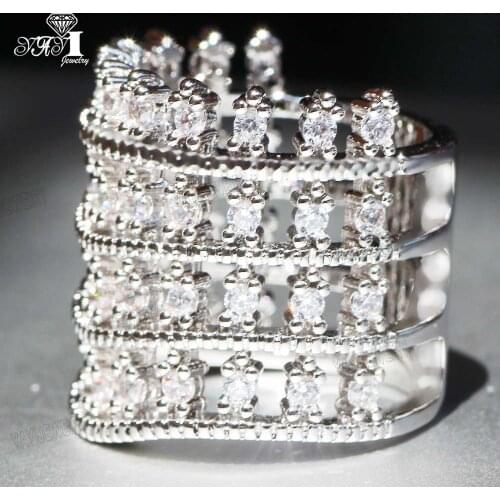 YaYI Fine Jewelry Fashion Princess Claw Set Cut White Cubic Zirconia Silver Color Engagement Wedding Party Leaves Gift Rings