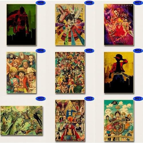 Classic One Piece Retro Poster Luffy Canvas Painting Mural Modern Living Room Bedroom Home Anime Decoration