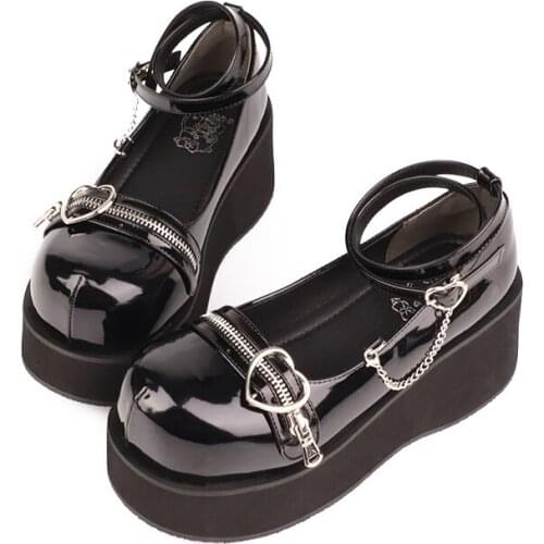 Japanese sweet lolita shoes kawaii girl round head flat platform shoes shallow mouth kawaii shoes cosplay loli daily shoes