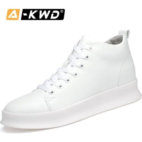 New Black White High Top Sneakers Men mannen schoenen High Quality men leather shoes fashion shoes 2019 Height Increase Footwear