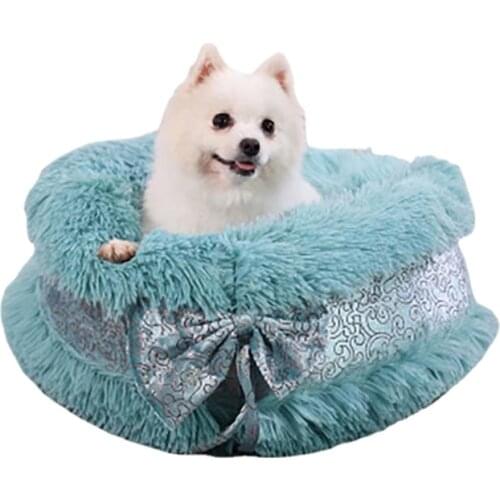 Cat Litter Bowknot Plush Semi-enclosed Pet Mat To Keep Warm In Winter Suitable for Large Medium and Small Cat Sofa Pet Supplies