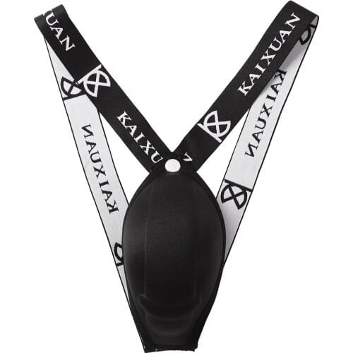 Mens Sexy Thong Jockstrap Padded Penis Pouch Underwear G String Front Pad Enhance Push Up Cup Underpants Hombre Erotic Panties