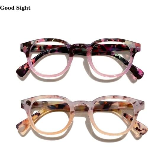 Good Sight Retro Reading Glasses Women Fashion Round Oversized Presbyopic Eyeglasses Frame Computer Glasses Anti Blue Light +4+5