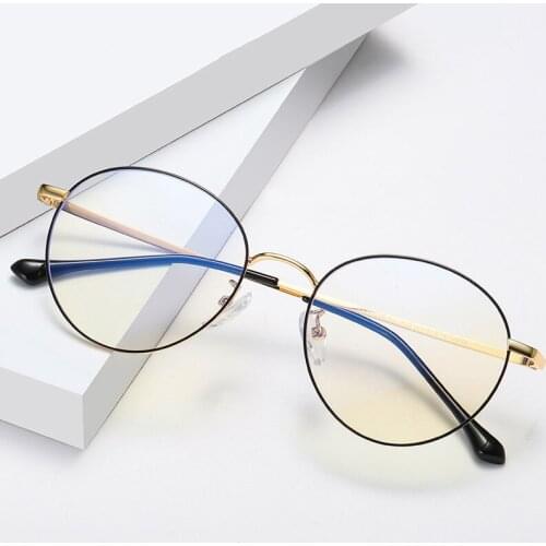 Computer Round Frame Glasses Women Rays Radiation Gaming Eyewear Frames Metal Unisex Anti Blue Light Glasses Men Optical