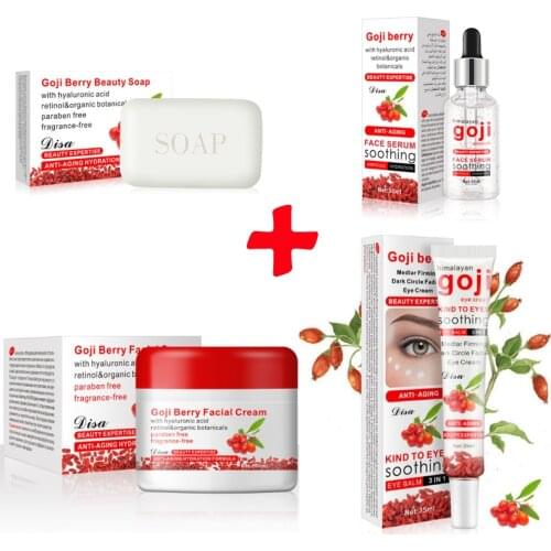 Original Facial Cleanser Soap+Face Goji Serum+Face Anti-age Cream +antwrinkle Eye Creams Revitalizing Whitening Cream Skin Care