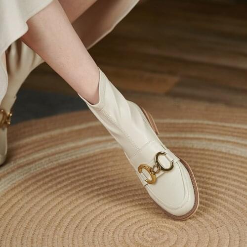 2021 Autumn/Winter Women Shoes Women Boots Ankle Boots Zapatos De Mujer Stretch boots Chunky Boots Brock Shoes Genuine Leather