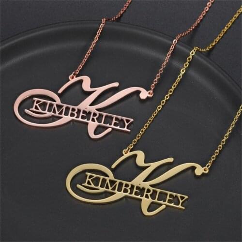 Tangula Stainless Steel Necklace Customized Name Necklace Lady Personalized Customized Nameplate Couple Birthday Gift