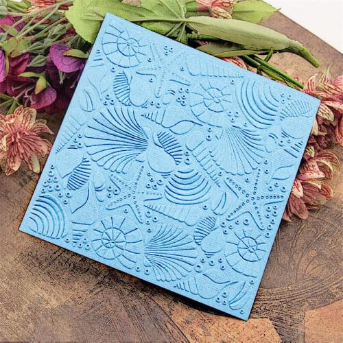 12.6x12.6cm conch star Embossing folders Plastic bump Scrapbooking DIY Template Fondant indentation Cake Photo Album Card Make