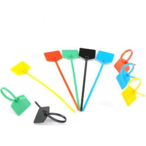 4X150mm self locking cable tie with signal board /remark board colored self-lock cable tie with 26X16mm label/board ,100pcs/lot