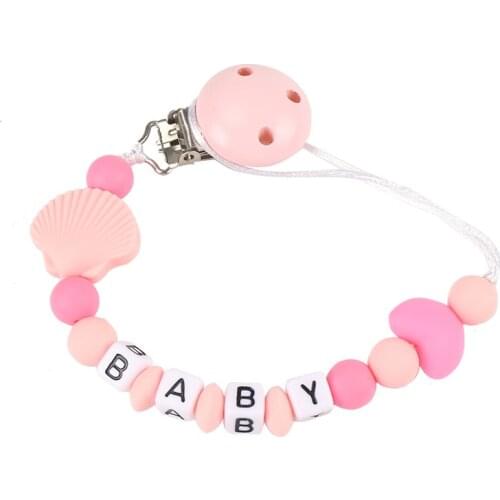 5 Colors Personalized Name Silicone Baby Anti-drop Chain Pacifier Clips Infant Nipple Appease Soother Chain Clips Dummy Holder