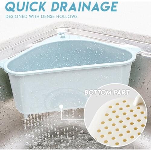 Kitchen Triangular Sink Strainer Sink Drain Filter Shelf Vegetable Drainer Basket Sponge Rack Storage Kitchen Tools 1pcs