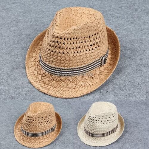 Retail High Quality Children Hat Fedoras Baby Summer Sun Cap Kids Fedora Hat Boys Girls Straw Jazz Cap
