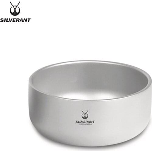 EDC Titanium Double Wall Bowl Ultralight Salad Food Container Tableware With Mesh Bag Outdoor Camping Picnic Hiking Backage