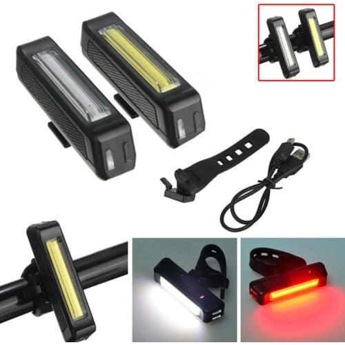 Bicycle Bike Cycling LED USB Rechargeable Front Rear Tail Warning Light Lamp