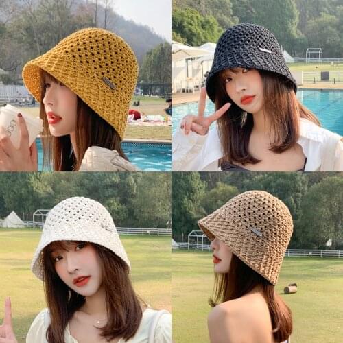 Vintage Handmade Crochet Bucket Hat Fashion Cool 3D Knitting Spring and Summer Foldable Fisherman Hat for Girls Cap Beanies