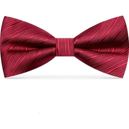 Top Quality Designer Brand Luxury Two Layer Bowtie For Men Groom Wedding Party Butterfly Bow Tie Set Pocket Gift Box Wine Red