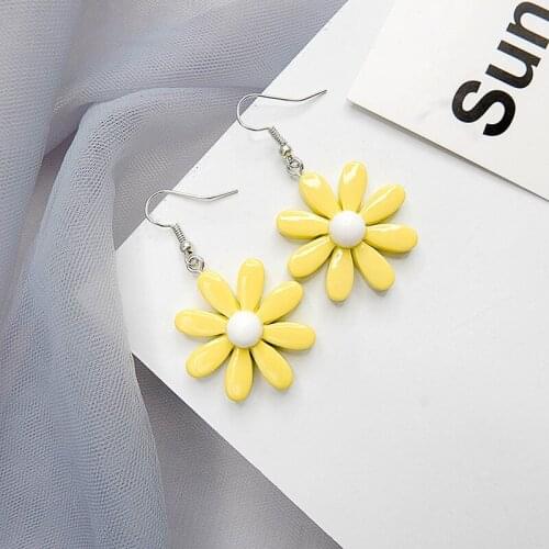 New Arrival Women Earrings Fashion Korean Style Eardrop Jewelry Geometric Bright Yellow Color Dangle Hanging Ear Drop Accessory
