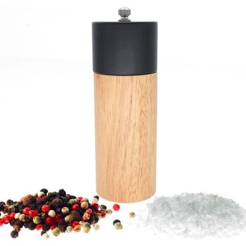 1pc 6 Inch Manual Pepper Mill Adjustable Rubber Wood Pepper Grinder Ceramic Mechanism Kitchen Seasoning Grinding Tools