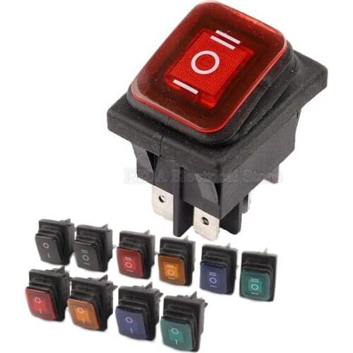 1PCS KCD4 Waterproof Rocker Switch ON OFF ON 4 Pins / 6 Pins Electrical equipment With Light Power Switch 16A 250VAC/ 20A 125VAC
