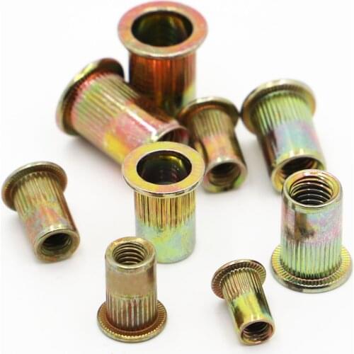 M3 M4 M5 M6 M8 M10 M12 Insert Nutsert Cap Zinc Plated Carbon Steel Knurled Nuts Rivnuts Flat Head Threaded