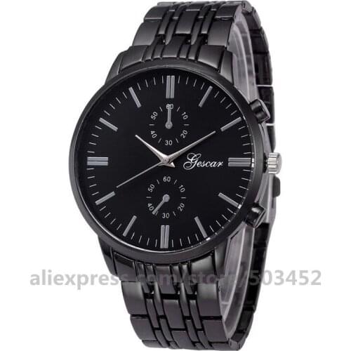 100pcs/lot Gescar 7136 Watches Stud Scale Two Eye Watch Strap Steel Belt Watch for men Gifts Fashion Style Watches