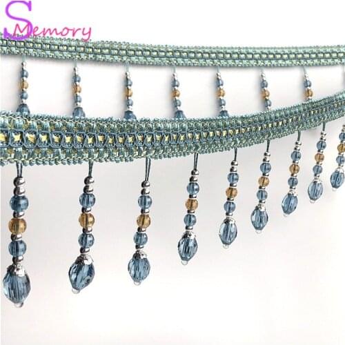 12M Crystal beads Curtain Trim Lace Tassels Europe Curtain Hanging Ball Tie Back Straps Holders Accessories Home Decoration