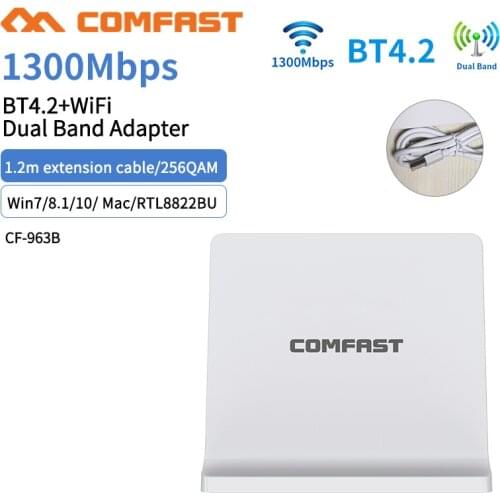 1300Mbps Bluetooth Compatible Network Wifi Adatper Card Dual Band 4dbi Antenna BT 4.2 Ethernet PC Wi-fi Transmit Receiver