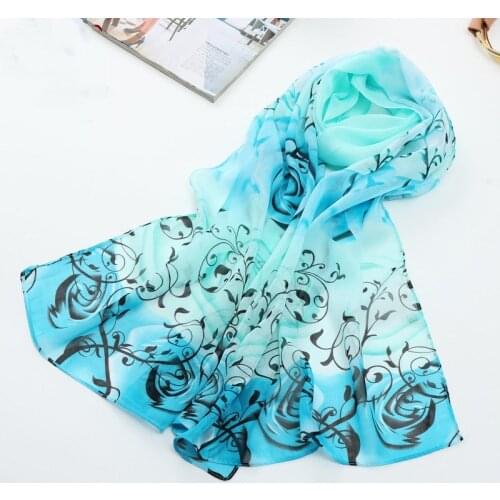 2018 Variety of summer beach sunscreen scarves long thin chiffon scarf simulation silk printing wild scarf scarf