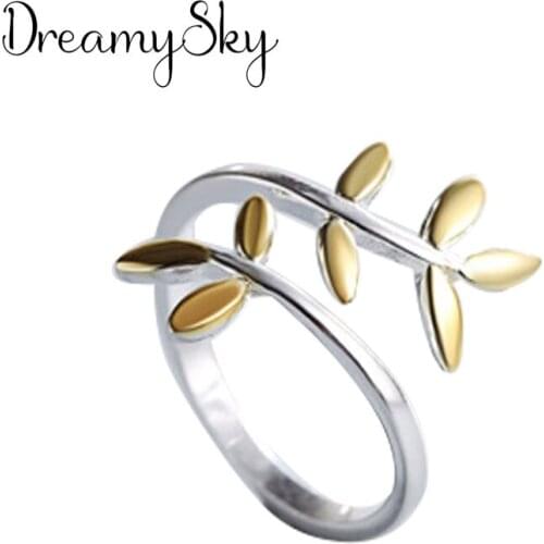 2019 Bijoux Silver Color Leaf Rings For Women Christmas Gifts Adjustable Open Ring Ladies Boho Jewelry Anillos