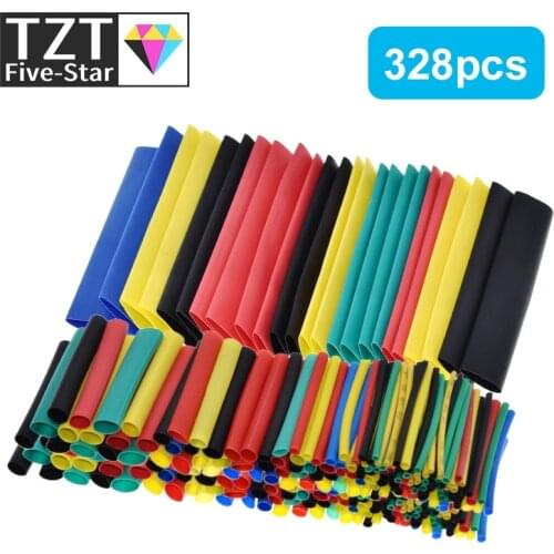 328pcs Heat Shrink Tubing Insulation Shrinkable Tube Assortment 2:1 Heat Shrink Tubing Colorful Wrap Wire Cable Sleeve DIY Kit