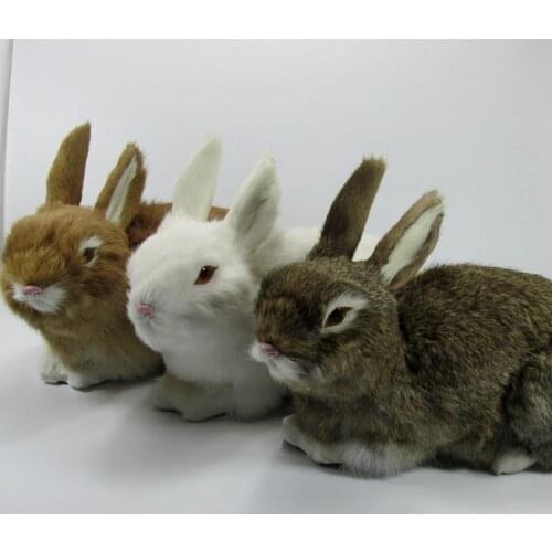 33cm Large Size White Cute Rabbits Plush Toys Fur Lifelike Animal Easter Bunny Simulation Rabbit Toy Model Kids Birthday Gift