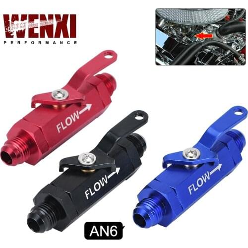 AN6 6AN Aluminum Inline Fuel Filter Shut Off Valve Cut Off w/ Cable Lever Black 1Pcs WX-FSV06
