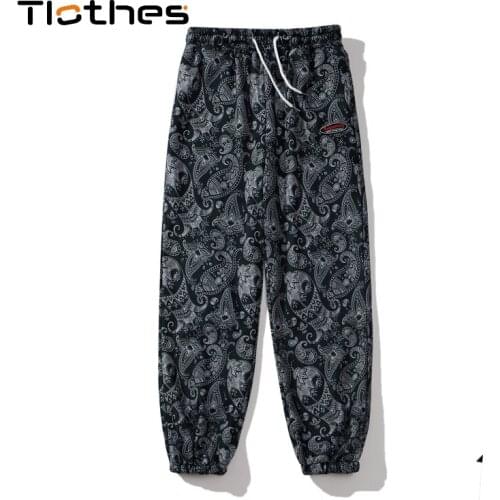 Harajuku High Quality Digital Paisley Print Sweat Pants Men Women Hip Hop Knitted Pants Loose Trousers Mens Joggers Sweatpants