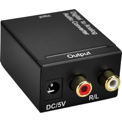 Dual-chip Fiber Digital to Analog Stereo Audio Amplifier Converter Adapter Optical Fiber SPDIF Toslink Coax Audio Decoder