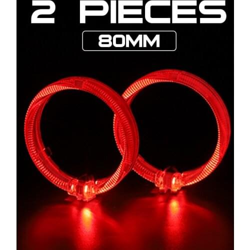 2Pcs Red LED Angle Eye 80mm Headlight Bulb Halo Ring DC9-36V Daytime Running Light Decorative Lights Car Styling