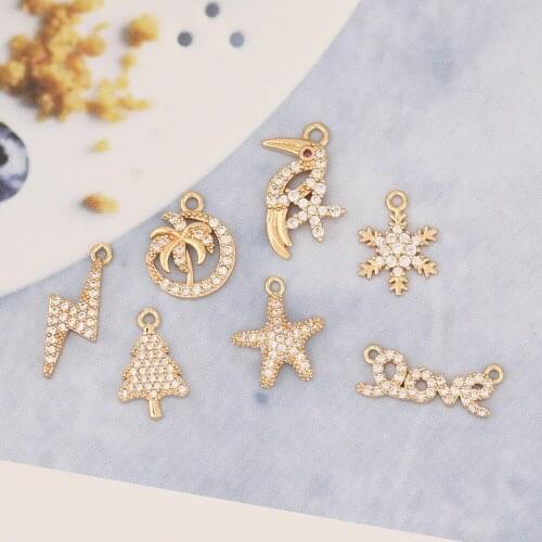HAOSAW 6Pcs Choose/Jewelry Accessories/Hand Made/Star Shape/DIY Making/CZ Charms/Pendants/Earrings Findings & Components