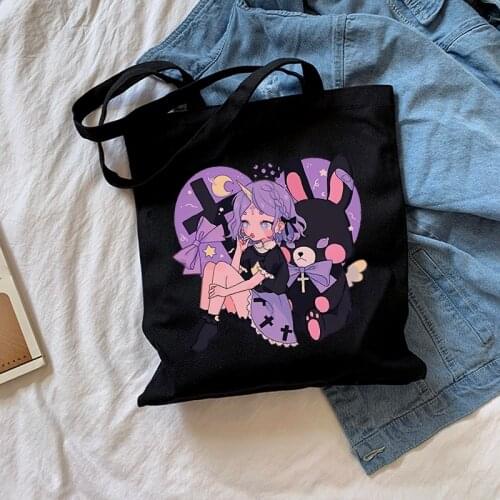 Japanese Anime Y2k canvas bag casual ins Harajuku Cute shopper bag cartoon women bag Ulzzang kawaii women shoulder bags