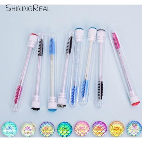 NEW Reusable Crystal Eyebrow Brush Separate Tube Design Charming colorful Bottom Mascara Eyelash Extender Stick Applicator