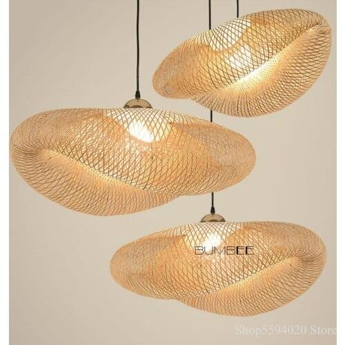 China Wood Pendant Lights Bamboo Lamp Kitchen Fixtures Led Pendant Light Suspension Home Indoor Dining Room Hanging Lamp