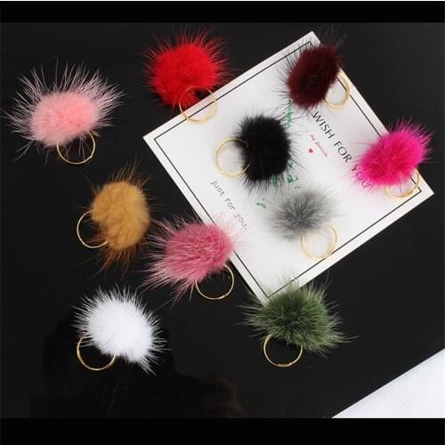 Soft Cute Fluffy Fur Ball Pompom Rings for Women Colorful Adjustable Rings Women Girls Party Cocktail Rings 2021 Jewelry Gifts
