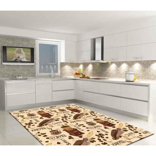 Coffee5 Pattern Kitchen Carpet, Fan carpet anti-slip floor carpet, teenagers carpet area rugs