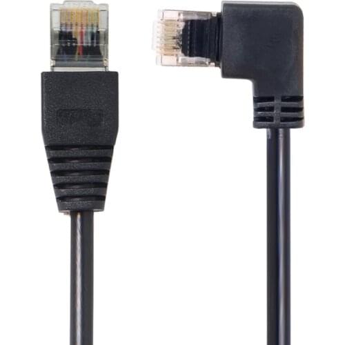 Left/Right Angled 8P8C STP Cat6 Lan Ethernet Network Patch Cord 90 Degree to Straight Cable 50cm